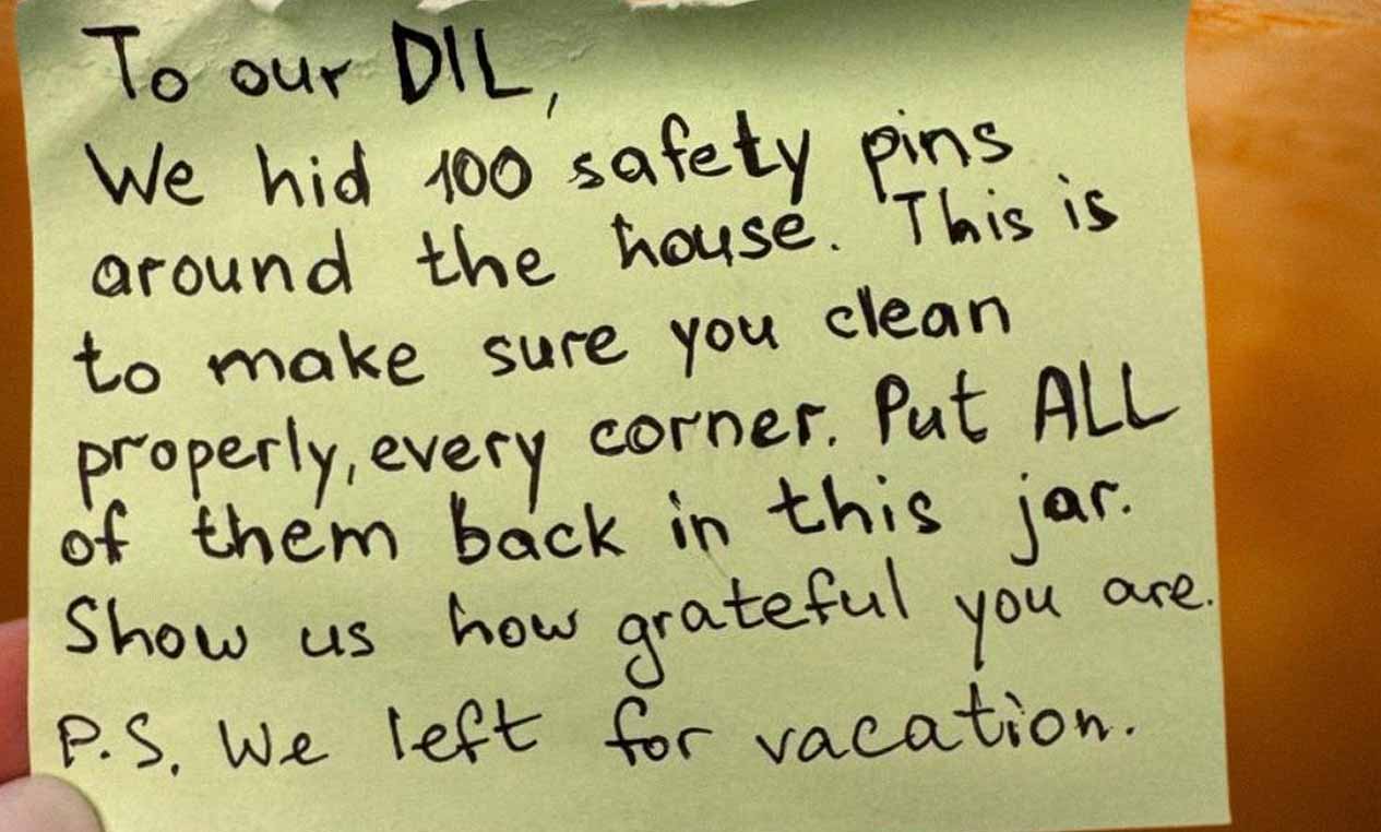 While My In-Laws Were on Vacation, I Found a Note from My Mother-in-Law Telling Me to Clean the Entire House โ She Got a Harsh Lesson Instead