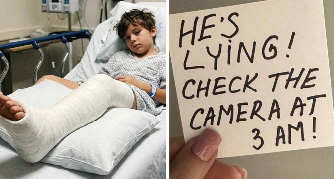 I Went to the Hospital to Care for My Son After He Broke His Leg – Then the Nurse Slipped Me a Note, ‘He’s Lying. Check the Camera at 3 a.m.’